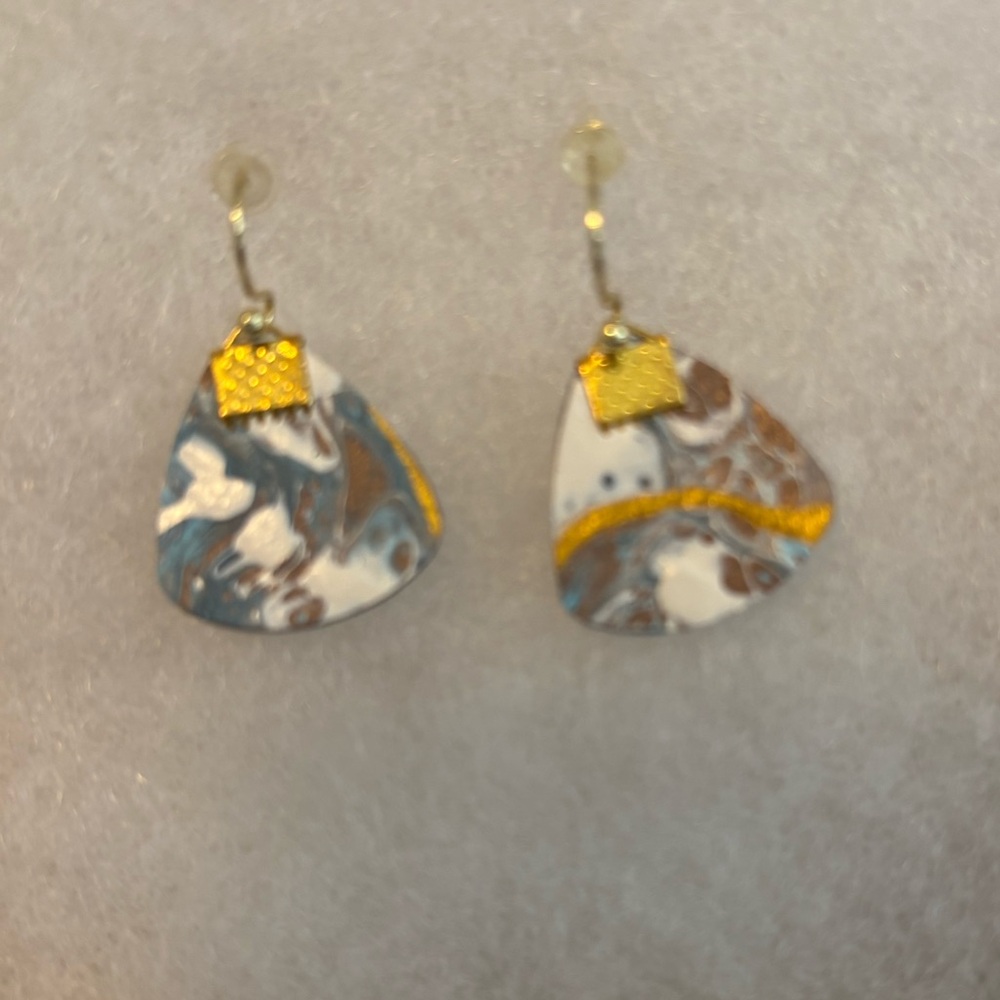 Artisan Gold and Blue Handcrafted Earrings